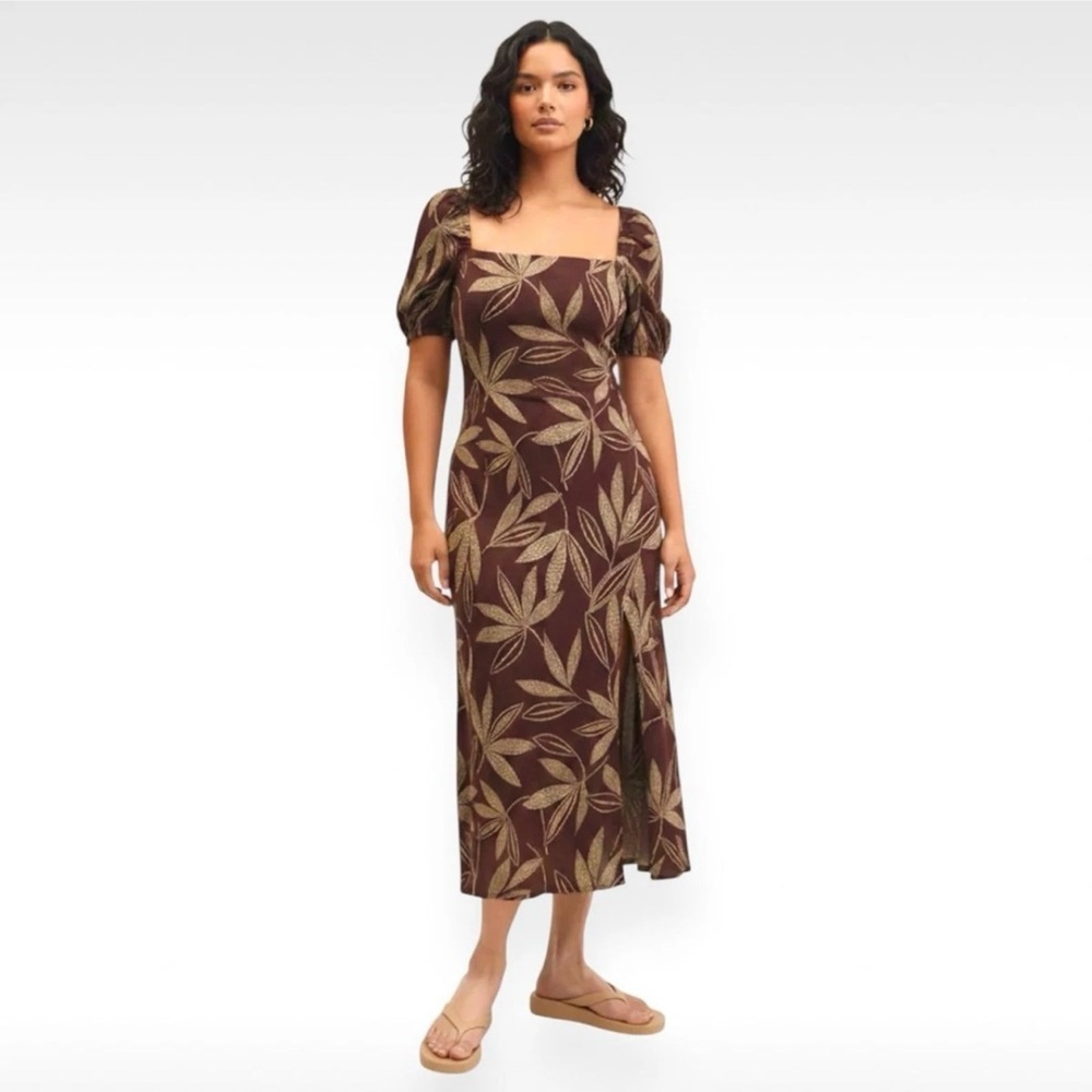 Mango Printed dress Size 10 with balloon sleeves 100% Viscose